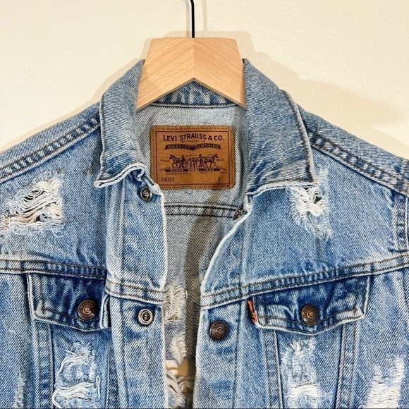 Vintage Levis Denim Jacket Orange Tab - Picture 5 of 8